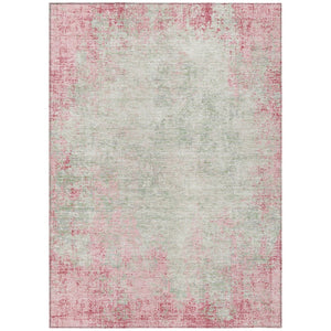HomeRoots 5' Pink and Ivory Abstract Area Rug - Stylish, Washable, Indoor/Outdoor Durable Design for Any Space 10' X 14' 612351