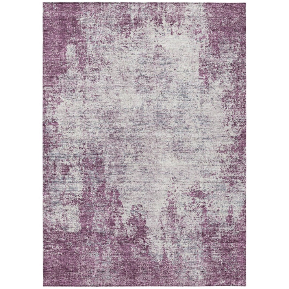 HomeRoots 5' Vibrant Plum and Ivory Abstract Indoor Outdoor Rug – Durable, Washable, Modern Design for Any Space 5' X 8' 612359