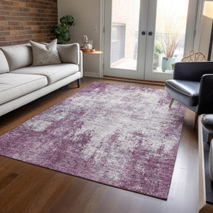 HomeRoots 5' Vibrant Plum and Ivory Abstract Indoor Outdoor Rug – Durable, Washable, Modern Design for Any Space 5' X 8' 612359