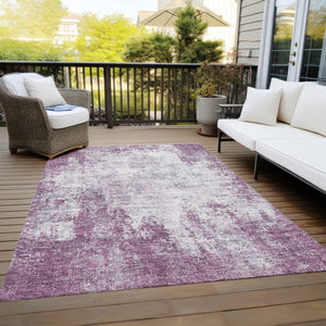 HomeRoots 5' Vibrant Plum and Ivory Abstract Indoor Outdoor Rug – Durable, Washable, Modern Design for Any Space 5' X 8' 612359