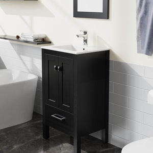 English Elm Goodyo 20" Bathroom Vanity Sink Combo Black Water-Grain Ripple Cabinet with White Ceramic Top, Soft-Close D16393346
