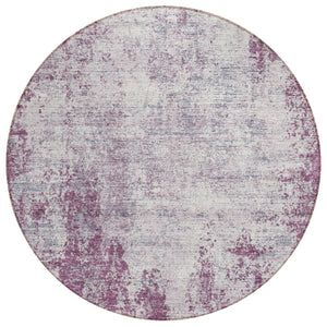 HomeRoots 5' Vibrant Plum and Ivory Abstract Indoor Outdoor Rug – Durable, Washable, Modern Design for Any Space 8' Round 612360