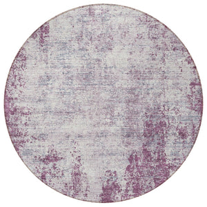 HomeRoots 5' Vibrant Plum and Ivory Abstract Indoor Outdoor Rug – Durable, Washable, Modern Design for Any Space 8' Round 612360