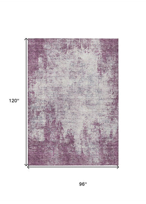 HomeRoots 5' Vibrant Plum and Ivory Abstract Indoor Outdoor Rug – Durable, Washable, Modern Design for Any Space 8' X 10' 612361
