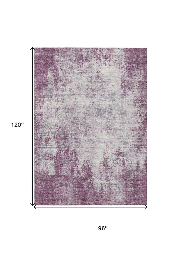 HomeRoots 5' Vibrant Plum and Ivory Abstract Indoor Outdoor Rug – Durable, Washable, Modern Design for Any Space 8' X 10' 612361
