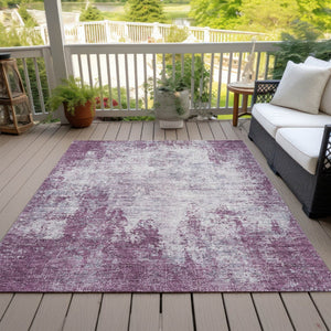 HomeRoots 5' Vibrant Plum and Ivory Abstract Indoor Outdoor Rug – Durable, Washable, Modern Design for Any Space 8' X 10' 612361