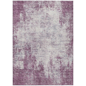 HomeRoots 5' Vibrant Plum and Ivory Abstract Indoor Outdoor Rug – Durable, Washable, Modern Design for Any Space 8' X 10' 612361