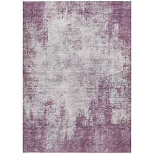 HomeRoots 5' Vibrant Plum and Ivory Abstract Indoor Outdoor Rug – Durable, Washable, Modern Design for Any Space 9' X 12' 612362