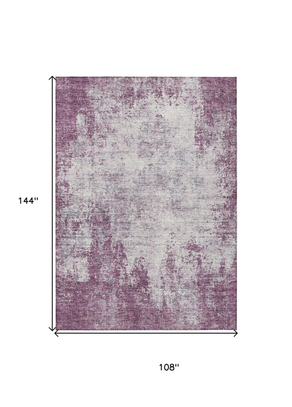 HomeRoots 5' Vibrant Plum and Ivory Abstract Indoor Outdoor Rug – Durable, Washable, Modern Design for Any Space 9' X 12' 612362