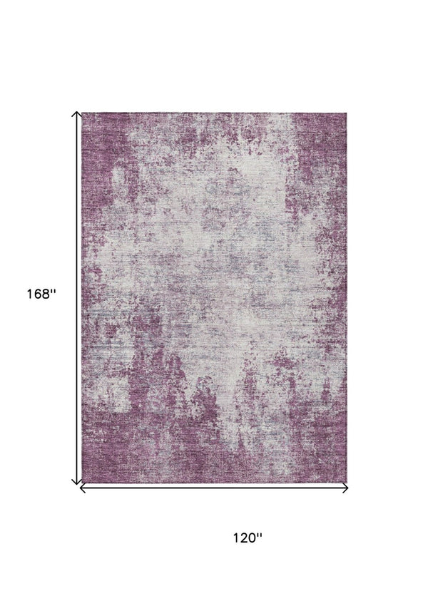 HomeRoots 5' Vibrant Plum and Ivory Abstract Indoor Outdoor Rug – Durable, Washable, Modern Design for Any Space 10' X 14' 612363