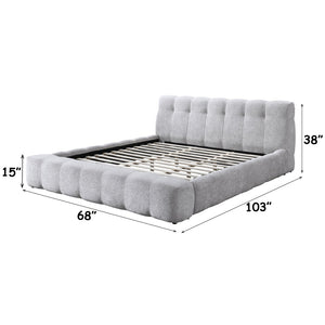 English Elm Hannah Chenille Upholstered Queen Bed Soft Textured Platform Frame for Modern Bedroom B2756S00028