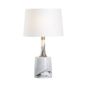 Wildwood Verona Calacatta Marble Table Lamp With Off-White Linen Shade, Antique Brass Accents, 27" H 61237