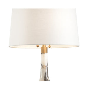 Wildwood Verona Calacatta Marble Table Lamp With Off-White Linen Shade, Antique Brass Accents, 27" H 61237