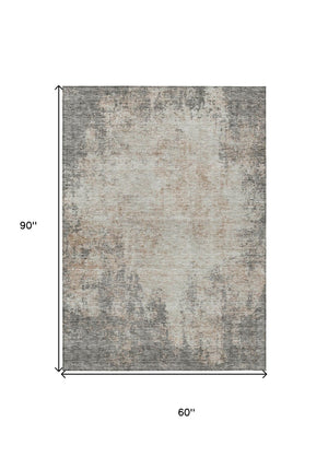 HomeRoots 5' Stylish Taupe and Ivory Abstract Indoor-Outdoor Rug - Durable, Washable, Versatile for Any Space 5' X 8' 612371