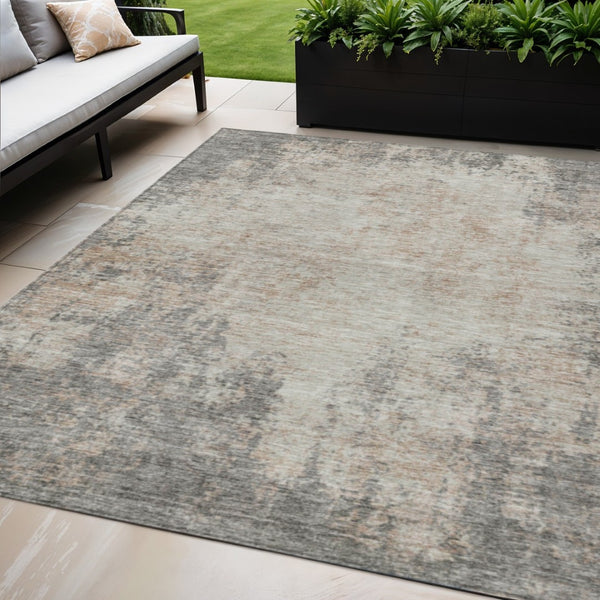 HomeRoots 5' Stylish Taupe and Ivory Abstract Indoor-Outdoor Rug - Durable, Washable, Versatile for Any Space 5' X 8' 612371