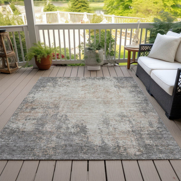 HomeRoots 5' Stylish Taupe and Ivory Abstract Indoor-Outdoor Rug - Durable, Washable, Versatile for Any Space 5' X 8' 612371