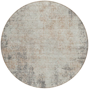 HomeRoots 5' Stylish Taupe and Ivory Abstract Indoor-Outdoor Rug - Durable, Washable, Versatile for Any Space 8' Round 612372