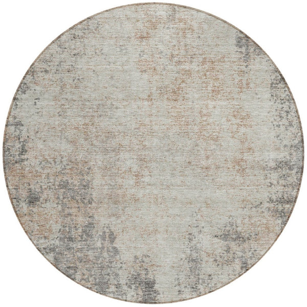 HomeRoots 5' Stylish Taupe and Ivory Abstract Indoor-Outdoor Rug - Durable, Washable, Versatile for Any Space 8' Round 612372