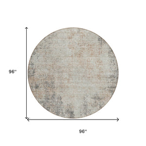 HomeRoots 5' Stylish Taupe and Ivory Abstract Indoor-Outdoor Rug - Durable, Washable, Versatile for Any Space 8' Round 612372