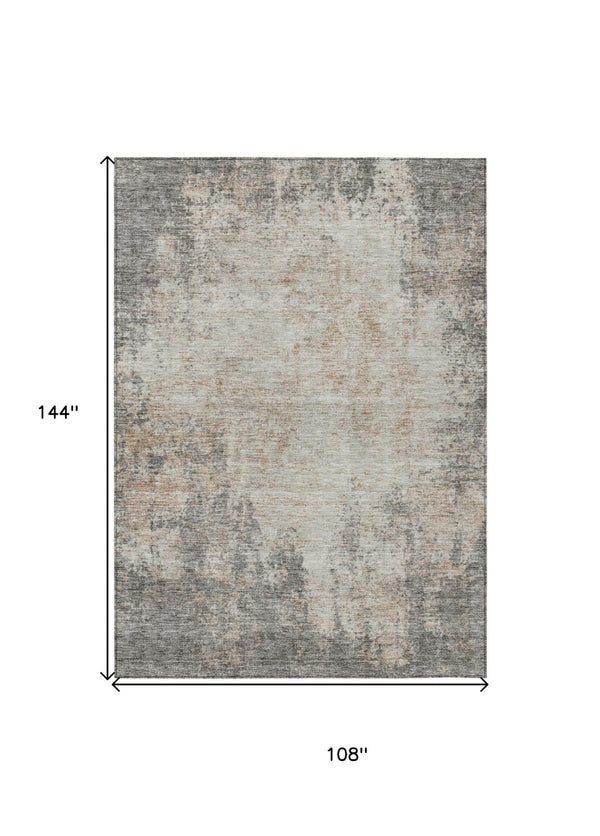 HomeRoots 5' Stylish Taupe and Ivory Abstract Indoor-Outdoor Rug - Durable, Washable, Versatile for Any Space 9' X 12' 612374