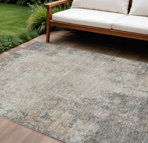 HomeRoots 5' Stylish Taupe and Ivory Abstract Indoor-Outdoor Rug - Durable, Washable, Versatile for Any Space 10' X 14' 612375