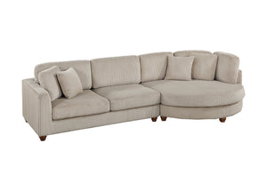 English Elm Contemporary 3pc Sectional Set with USB Charging, Corduroy Upholstery, Storage Ottoman & Pillows Camel 57 L x 57 W x 23 H B011S01283