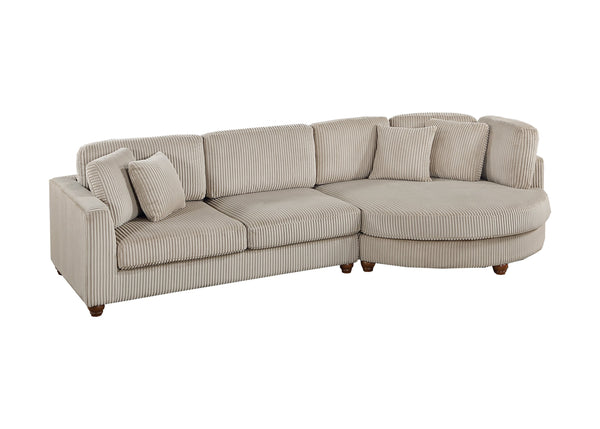 English Elm Contemporary 3pc Sectional Set with USB Charging, Corduroy Upholstery, Storage Ottoman & Pillows Camel 57 L x 57 W x 23 H B011S01283