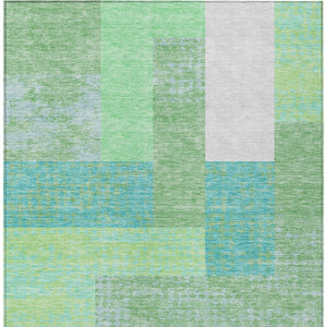 Homeroots 3' Stylish Geometric Washable Area Rug For Indoor/Outdoor Use - Durable, Stain Resistant Design Sage Polyester 612382