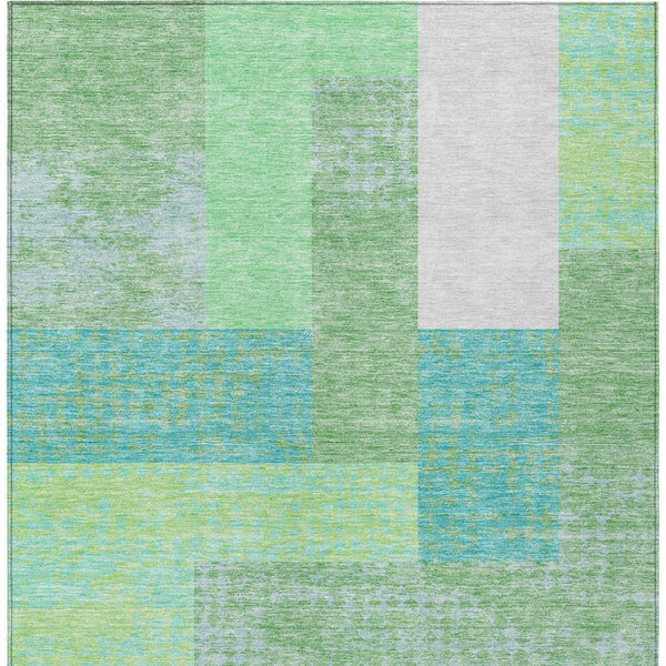 Homeroots 3' Stylish Geometric Washable Area Rug For Indoor/Outdoor Use - Durable, Stain Resistant Design Sage Polyester 612383