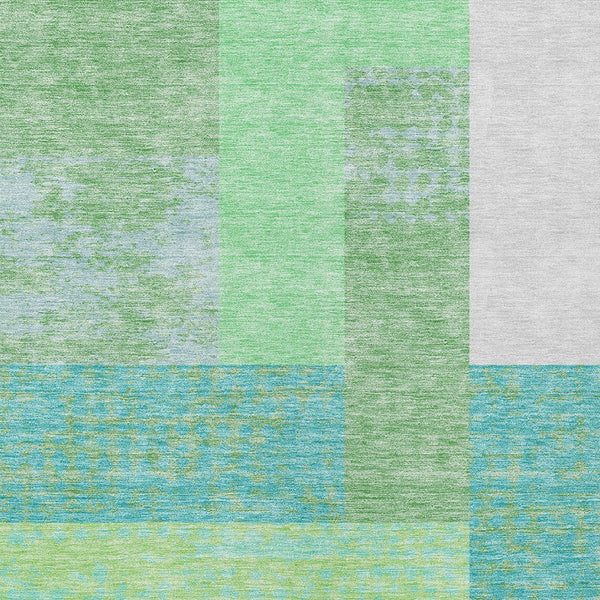 Homeroots 3' Stylish Geometric Washable Area Rug For Indoor/Outdoor Use - Durable, Stain Resistant Design Sage Polyester 612383