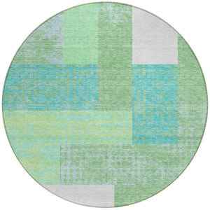 Homeroots 3' Stylish Geometric Washable Area Rug For Indoor/Outdoor Use - Durable, Stain Resistant Design Sage Polyester 612384