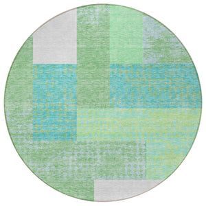 Homeroots 3' Stylish Geometric Washable Area Rug For Indoor/Outdoor Use - Durable, Stain Resistant Design Sage Polyester 612384