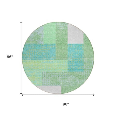 Homeroots 3' Stylish Geometric Washable Area Rug For Indoor/Outdoor Use - Durable, Stain Resistant Design Sage Polyester 612384
