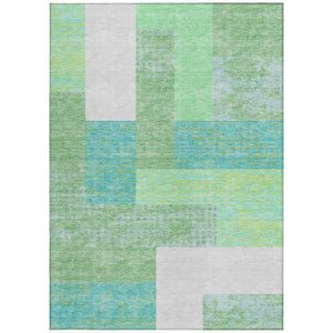Homeroots 3' Stylish Geometric Washable Area Rug For Indoor/Outdoor Use - Durable, Stain Resistant Design Sage Polyester 612385