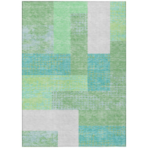 Homeroots 3' Stylish Geometric Washable Area Rug For Indoor/Outdoor Use - Durable, Stain Resistant Design Sage Polyester 612385