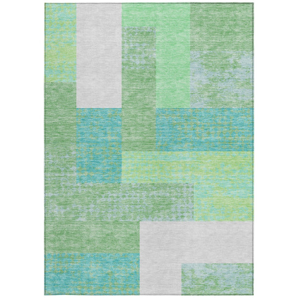 Homeroots 3' Stylish Geometric Washable Area Rug For Indoor/Outdoor Use - Durable, Stain Resistant Design Sage Polyester 612386