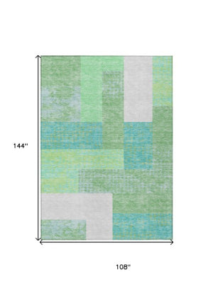 Homeroots 3' Stylish Geometric Washable Area Rug For Indoor/Outdoor Use - Durable, Stain Resistant Design Sage Polyester 612386