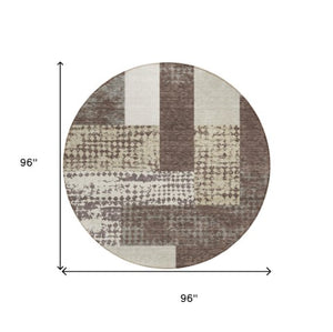 Homeroots 3' Stylish Geometric Washable Area Rug For Indoor/Outdoor Use - Durable, Stain Resistant Design Brown Polyester 612396