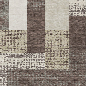 Homeroots 3' Stylish Geometric Washable Area Rug For Indoor/Outdoor Use - Durable, Stain Resistant Design Brown Polyester 612397