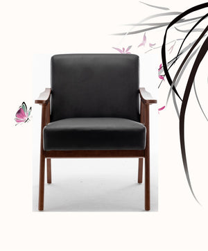 English Elm Accent Chair Microfiber Upholstered Tapered Wood Legs Mid-century Modern Lounge Seating B2735P256739