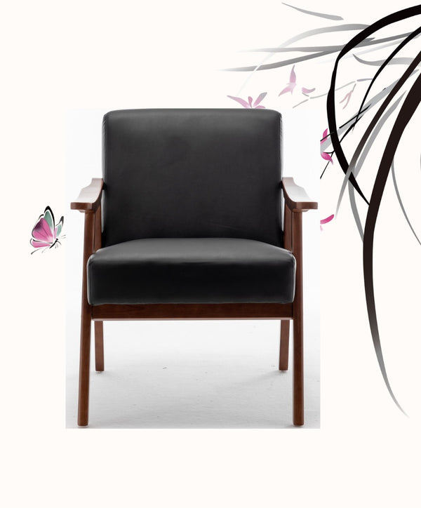 English Elm Accent Chair Microfiber Upholstered Tapered Wood Legs Mid-century Modern Lounge Seating B2735P256739