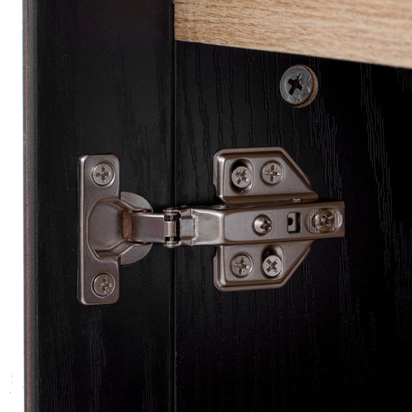 English Elm K&k Arched Farmhouse Pantry Cabinet Glass Doors Hidden Drawer Two Tone Kitchen Storage Black N707S288969B