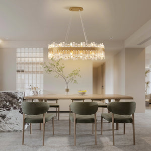 English Elm 36-Inch Modern Luxury Gold Crystal Chandelier with 24 Lights, Adjustable Height, Brass Frame, Elegant Centerpiece W2869P218651