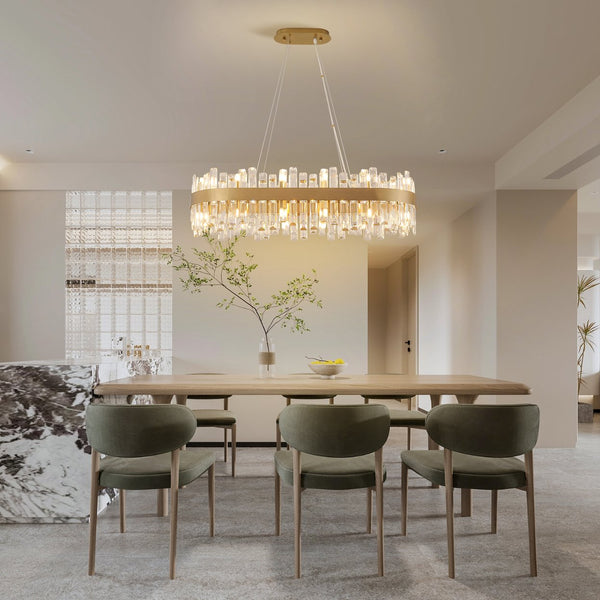 English Elm 36-Inch Modern Luxury Gold Crystal Chandelier with 24 Lights, Adjustable Height, Brass Frame, Elegant Centerpiece W2869P218651