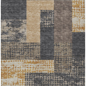 Homeroots 3' Stylish Geometric Washable Area Rug For Indoor/Outdoor Use - Durable, Stain Resistant Design Coffee Polyester 612400