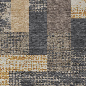 Homeroots 3' Stylish Geometric Washable Area Rug For Indoor/Outdoor Use - Durable, Stain Resistant Design Coffee Polyester 612400