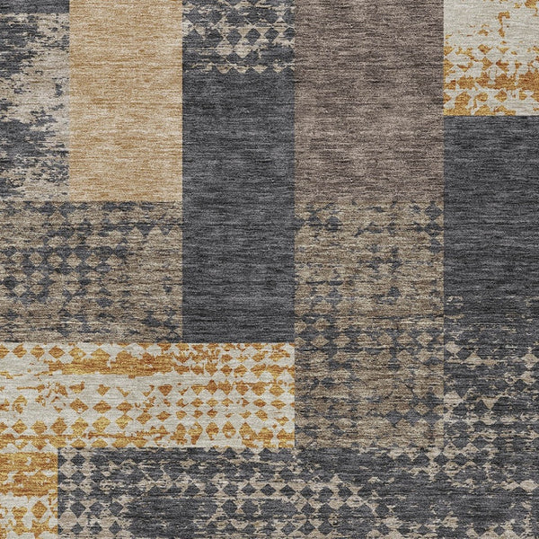 Homeroots 3' Stylish Geometric Washable Area Rug For Indoor/Outdoor Use - Durable, Stain Resistant Design Coffee Polyester 612400