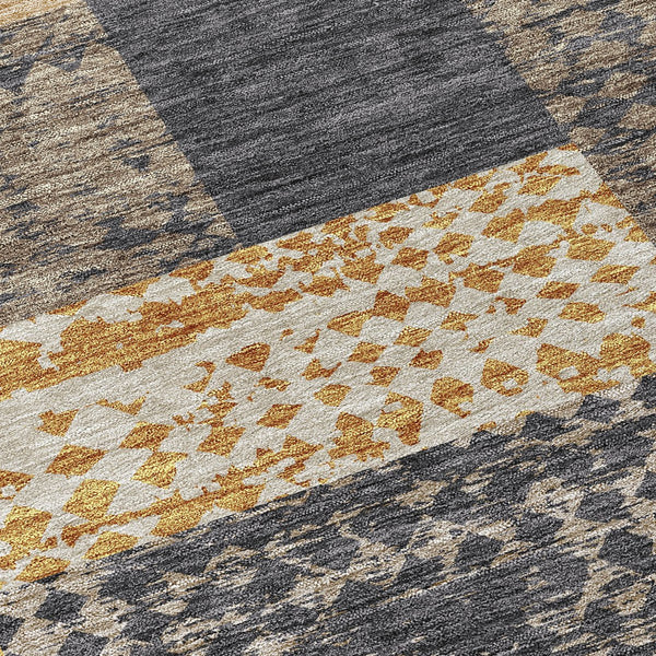 Homeroots 3' Stylish Geometric Washable Area Rug For Indoor/Outdoor Use - Durable, Stain Resistant Design Coffee Polyester 612400