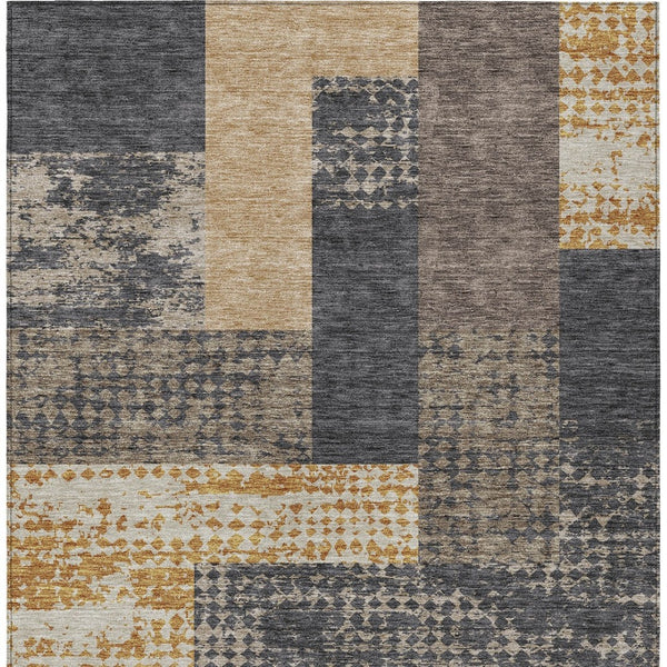 Homeroots 3' Stylish Geometric Washable Area Rug For Indoor/Outdoor Use - Durable, Stain Resistant Design Coffee Polyester 612401