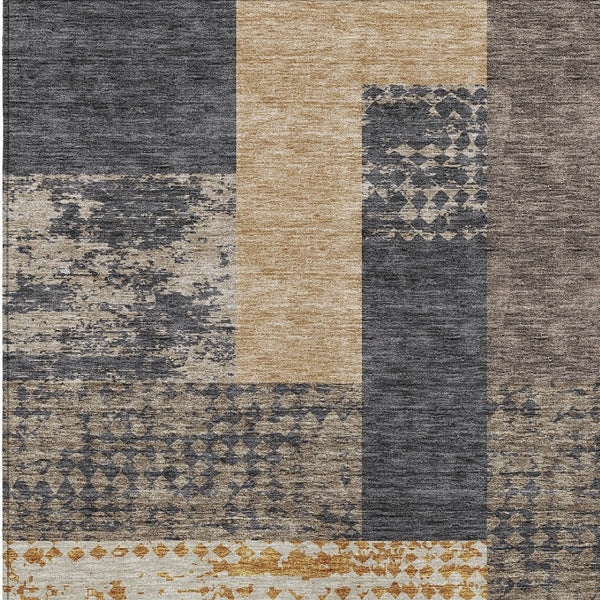 Homeroots 3' Stylish Geometric Washable Area Rug For Indoor/Outdoor Use - Durable, Stain Resistant Design Coffee Polyester 612401